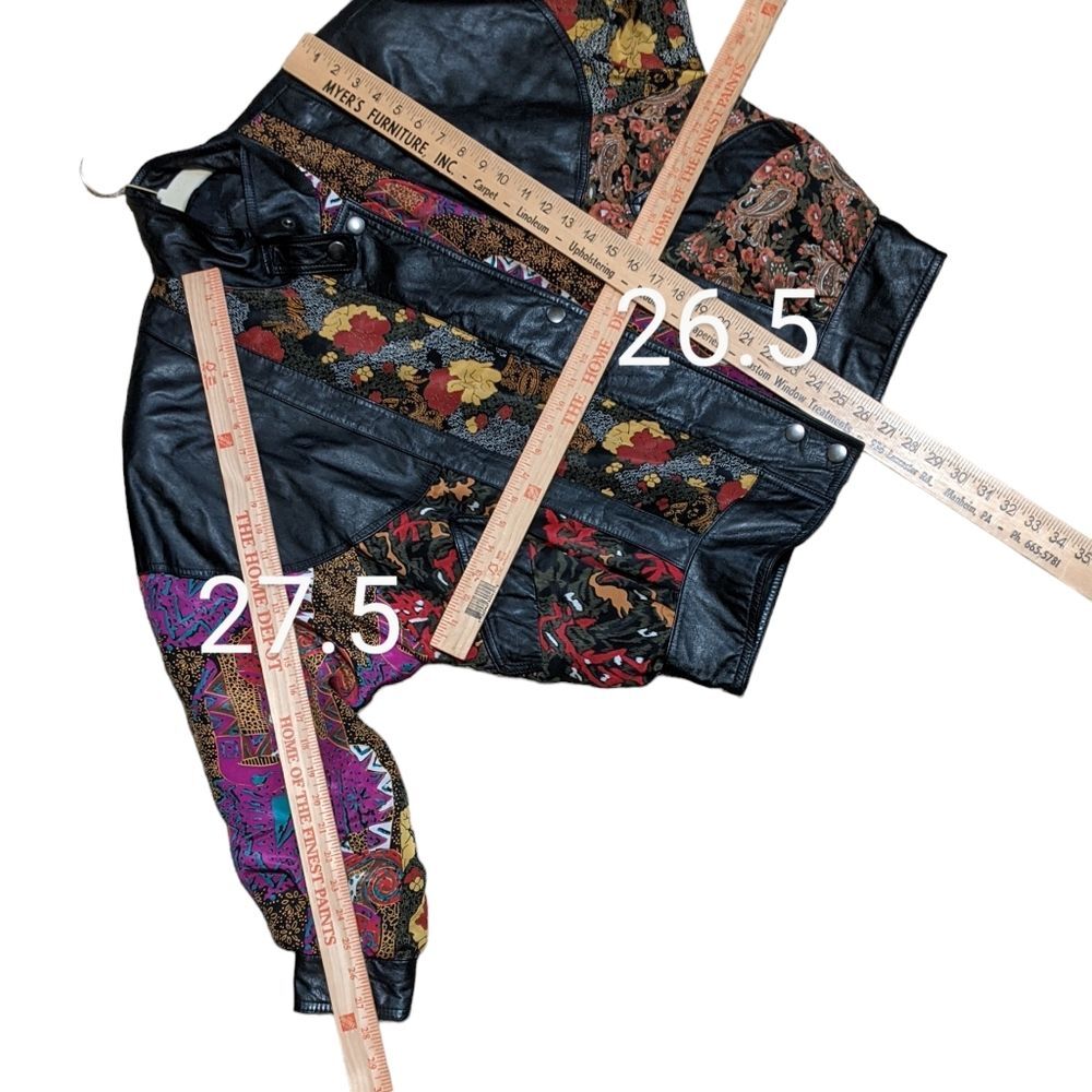 Pelle vintage leather textile floral abstract panels bomber 80's size Small - Picture 4 of 10